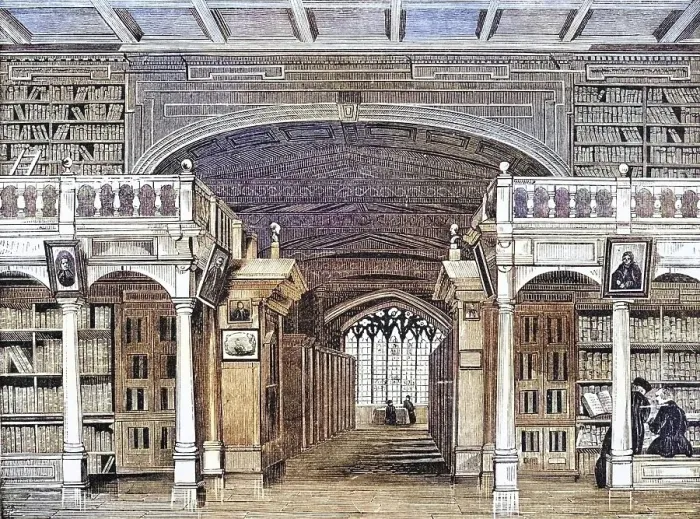 Framed Print : Interior of the Bodleian Library From Old England's Worthies by Lord Brougham and others Framed Print : Interior of the Bodleian Library From Old England's Worthies by Lord Brougham and others