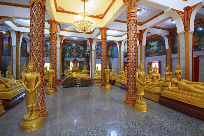 Framed Print : Interior with Buddha statues, Wat Chalong Framed Print : Interior with Buddha statues, Wat Chalong
