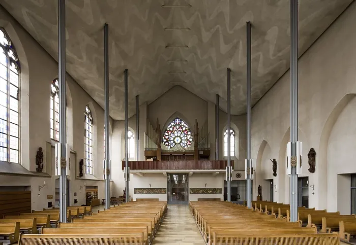 Framed Print : Interior facing west with organ loft, St