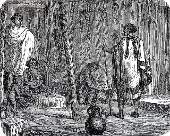 Framed Print : Interior of a residential hut in Abyssinia