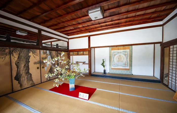 Framed Print : Interior, traditional Japanese architecture with tatami mats