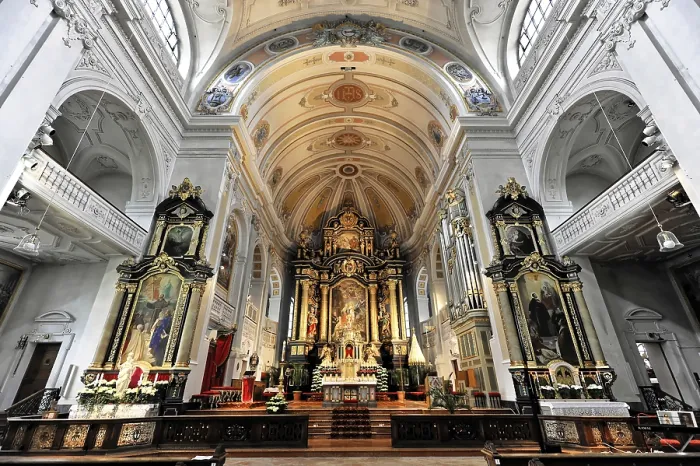 Framed Print : Interior view, central nave, Basilica and pilgrimage church St