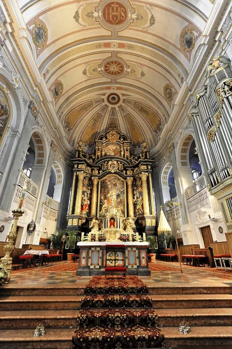 Framed Print : Interior view, central nave, Basilica and pilgrimage church of St Framed Print : Interior view, central nave, Basilica and pilgrimage church of St