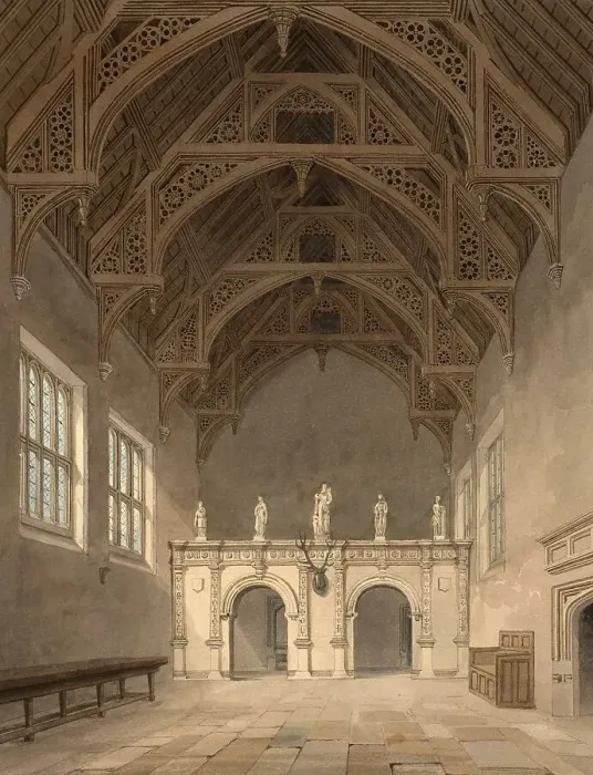 Framed Print : Interior View of the Hall at Rushton
