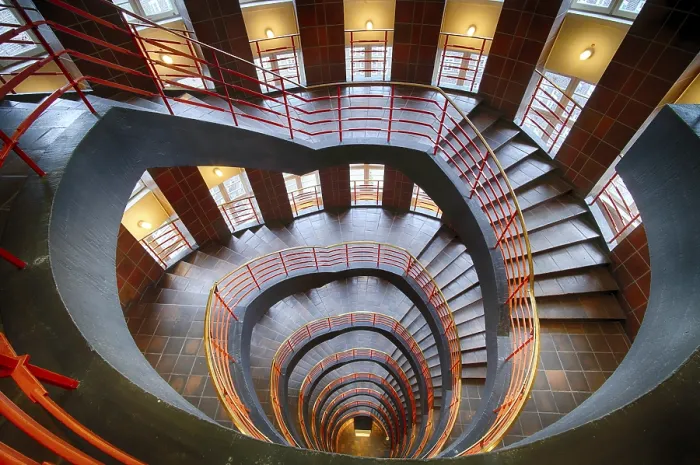 Framed Print : Interior view, staircase, round
