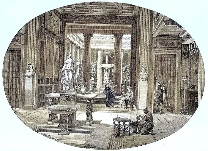 Framed Print : The interiors of a Roman house