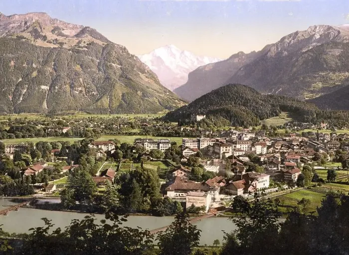 Framed Print : Interlaken and the Jungfrau, general view Framed Print : Interlaken and the Jungfrau, general view