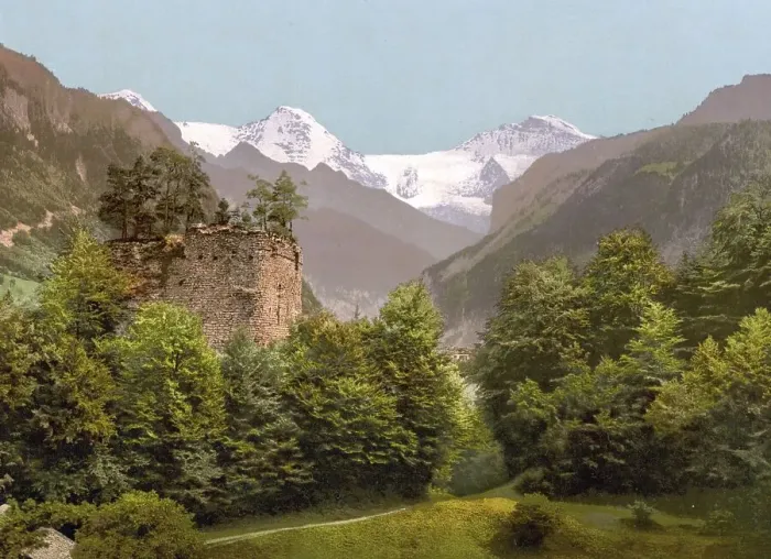 Framed Print : Interlaken, Ruins of Unspunnen