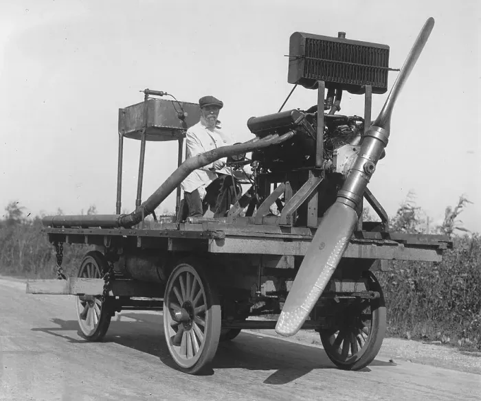 Framed Print : Inventor, car driven by propellers Framed Print : Inventor, car driven by propellers