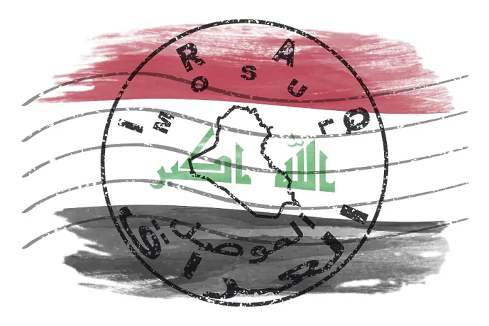 Framed Print : Iraq Mosul Round Seal Map Design
