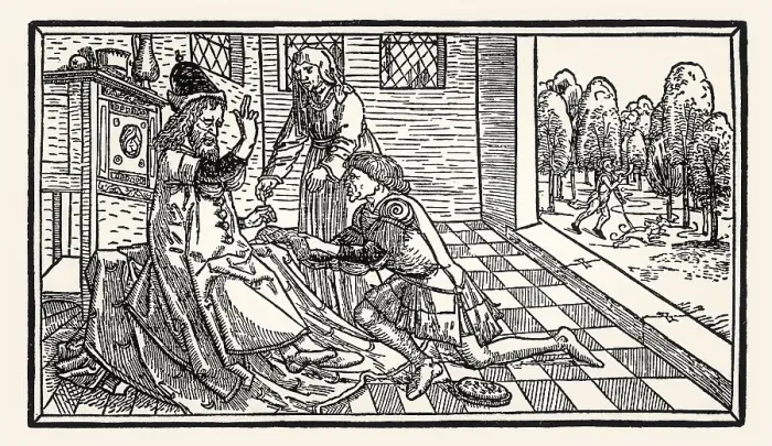 Framed Print : Isaac blesses Jacob, Middle Low German Luebeck Bible