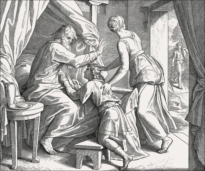 Framed Print : Isaac Blesses Jacob, Old Testament