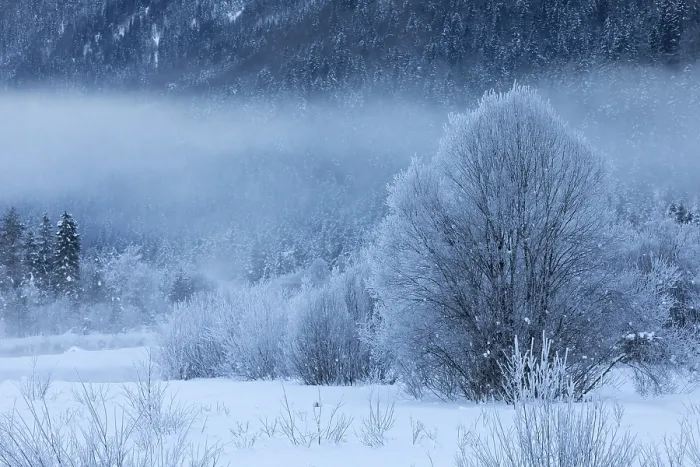 Framed Print : Isar valley in winter at temperatures of minus 18 degrees Celsius
