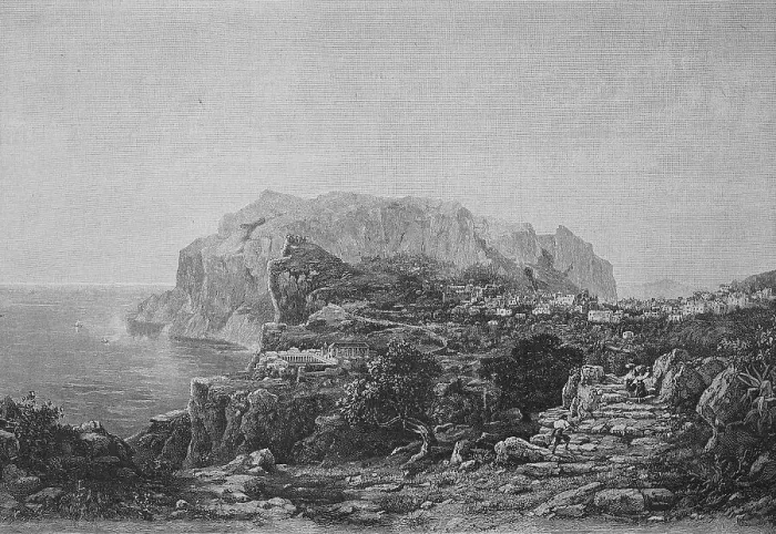 Framed Print : Island of Capri after a view from 1860 Framed Print : Island of Capri after a view from 1860
