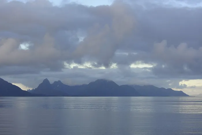 Framed Print : Island mountains at Hadselfjord