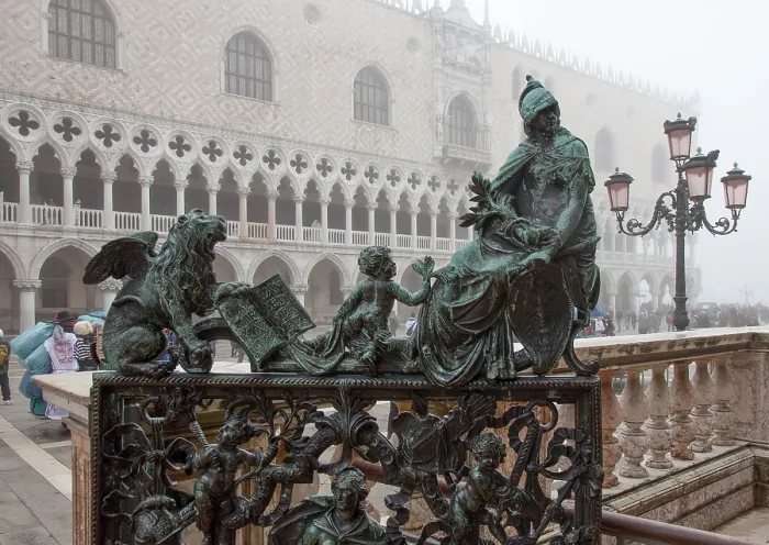 Framed Print : Italy Venice Loggetta at the Campanile -41 bronze door decorated with figures in the course of the balustrade to
