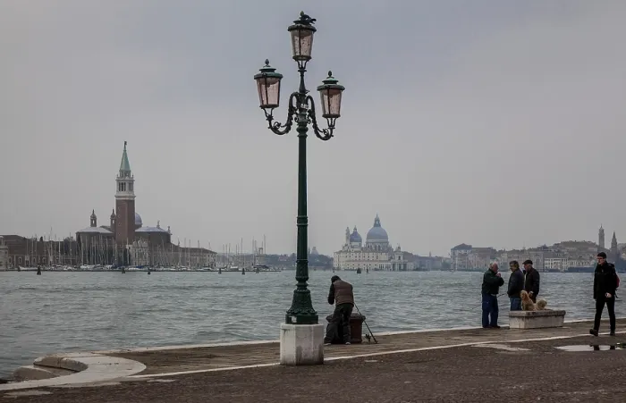 Framed Print : Italy Venice Riva San Biasio -173 View across the Canal di San Marco to the churches of San Giorgio Maggiore