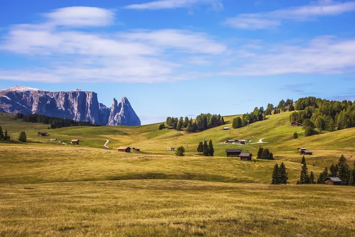 Framed Print : Jagged rocks around the Dolomites valley