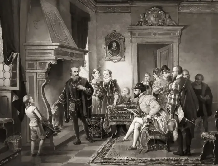 Framed Print : Jakob Fugger burning the debenture bonds of Emperor Charles V at the Fuggers House