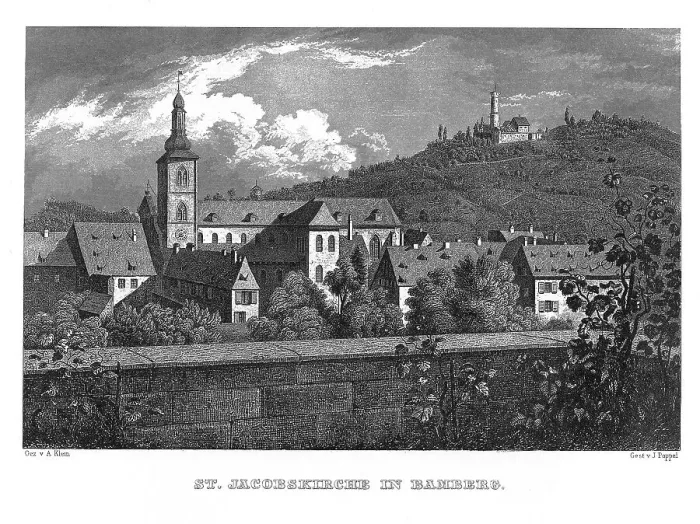 Framed Print : Jakobskirche, Bamberg, drawing by A