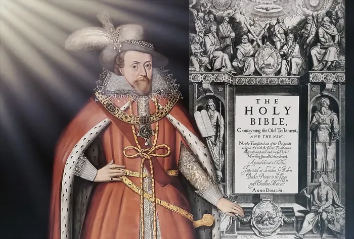Framed Print : James VI and I, James Charles Stuart, 1566 - 1625, King of England, Scotland and Ireland, Frontispiece to the King James Bible, 1611, digitally edited Framed Print : James VI and I, James Charles Stuart, 1566 - 1625, King of England, Scotland and Ireland, Frontispiece to the King James Bible, 1611, digitally edited