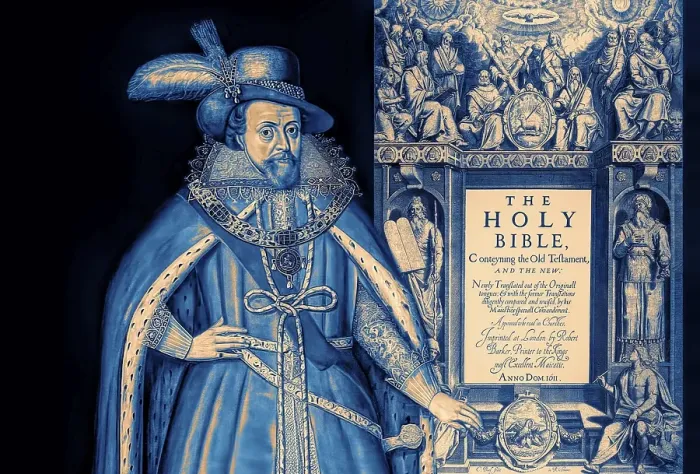 Framed Print : James VI and I, James Charles Stuart, 1566 - 1625, King of England, Scotland and Ireland, Frontispiece to the King James Bible, 1611, digitally edited Framed Print : James VI and I, James Charles Stuart, 1566 - 1625, King of England, Scotland and Ireland, Frontispiece to the King James Bible, 1611, digitally edited