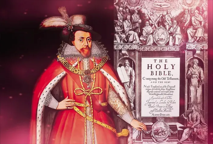 Framed Print : James VI and I, James Charles Stuart, 1566 - 1625, King of England, Scotland and Ireland, Frontispiece to the King James Bible, 1611, digitally edited Framed Print : James VI and I, James Charles Stuart, 1566 - 1625, King of England, Scotland and Ireland, Frontispiece to the King James Bible, 1611, digitally edited