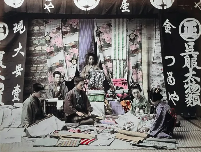 Framed Print : Japanese people working at silk production Framed Print : Japanese people working at silk production