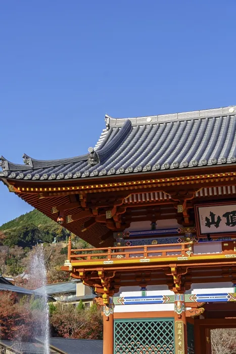 Framed Print : Japanese temple with magnificent roof against clear sky