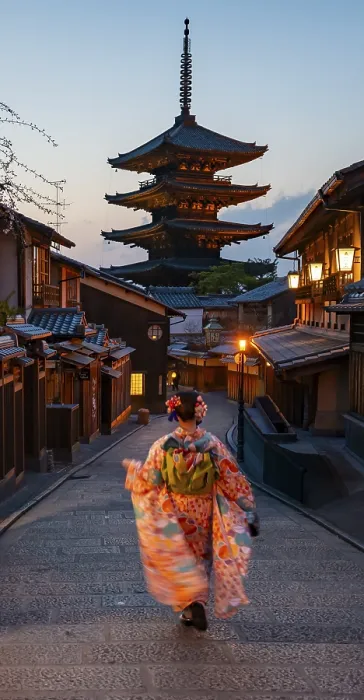 Framed Print : Japanese woman wearing kimono in an alley
