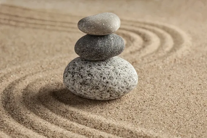 Framed Print : Japanese Zen stone garden, relaxation