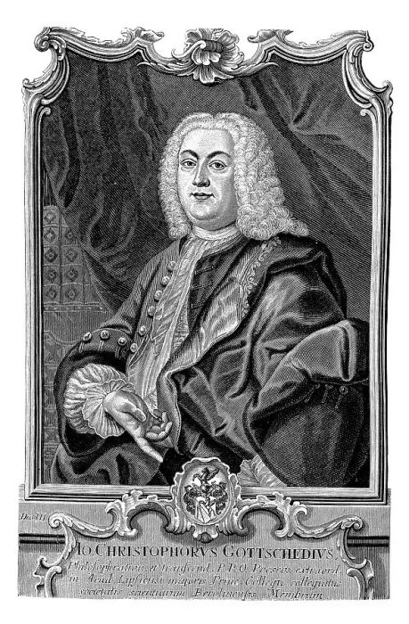Framed Print : J.C. Gottsched, historic depiction in Deutsche Literaturgeschichte
