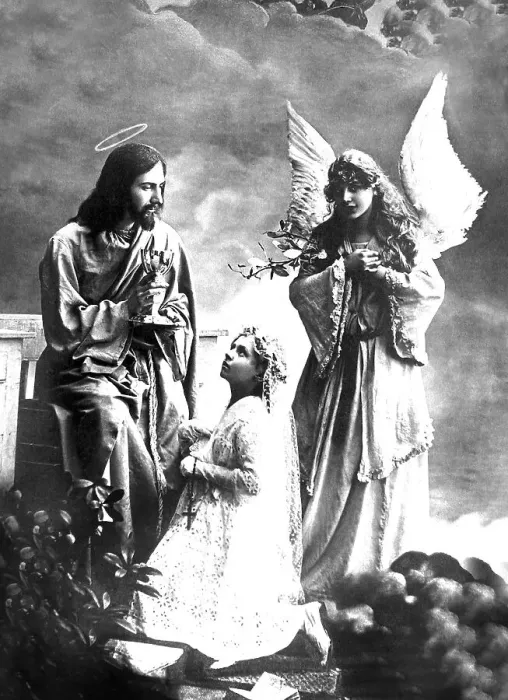 Framed Print : Jesus with angel and girl, 1920s, Germany, Europe