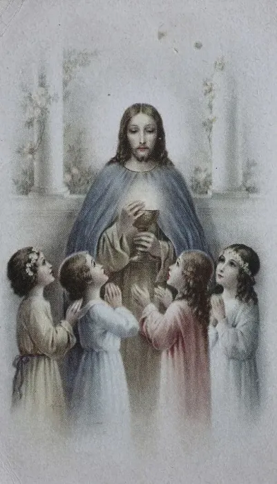 Framed Print : Jesus with the chalice surrounded by children