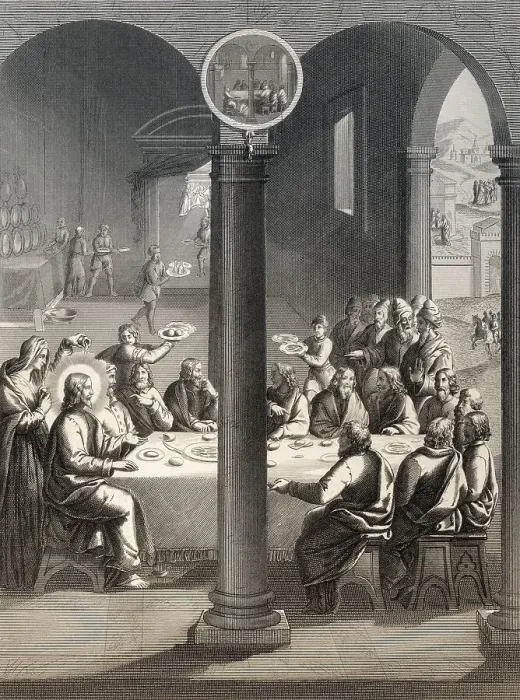 Framed Print : Jesus Christ and disciples at the table in the house of Simon the Leper