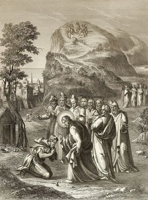 Framed Print : Jesus cleansing a leper, Miracle of Jesus