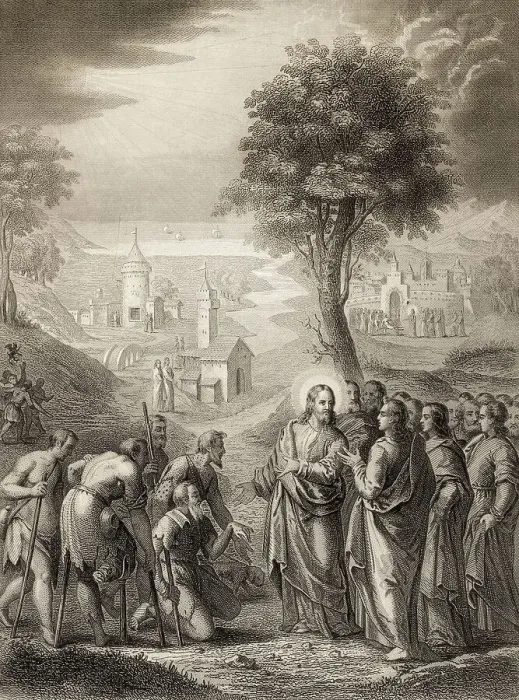Framed Print : Jesus cleansing of ten lepers