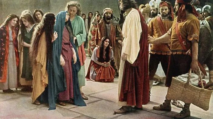 Framed Print : Jesus meeting his mother, colour post card from a Uvatypie template