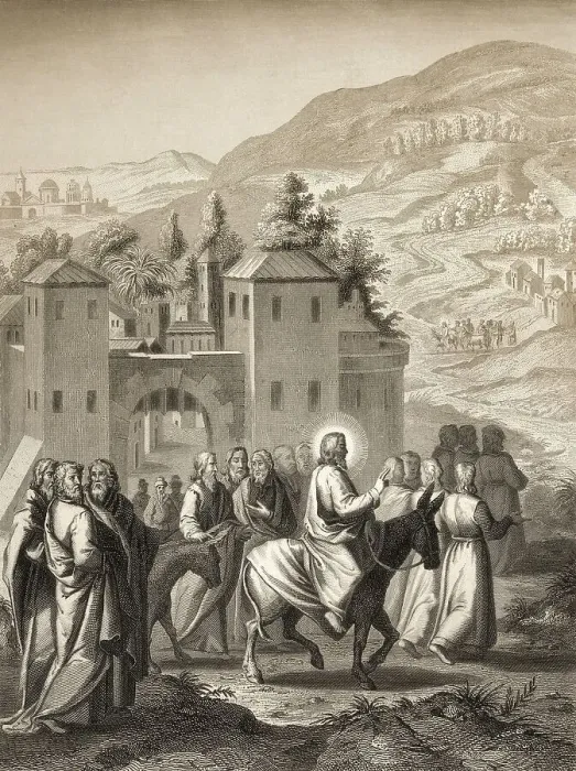 Framed Print : Jesus riding a donkey to Jerusalem Framed Print : Jesus riding a donkey to Jerusalem