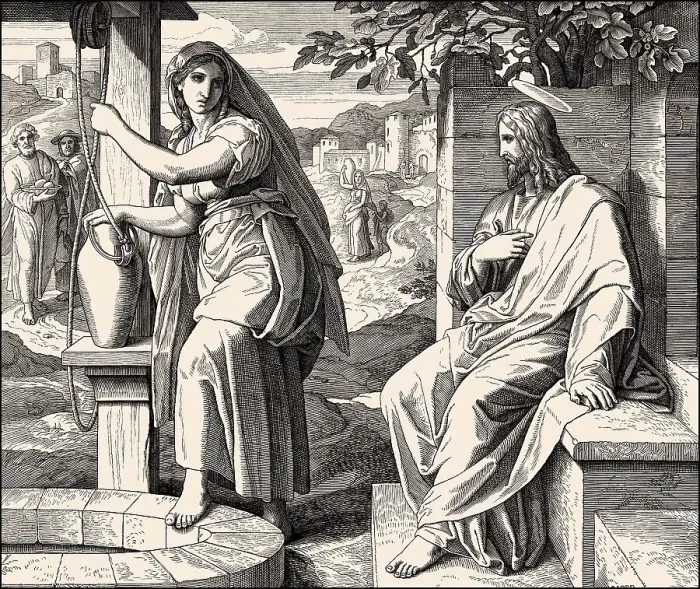 Framed Print : Jesus talks with a Samaritan woman