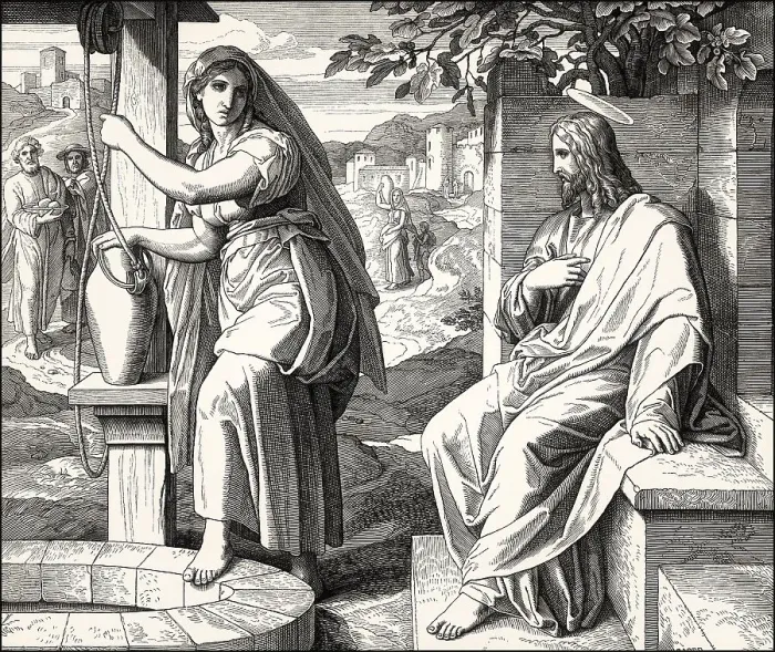 Framed Print : Jesus talks with a Samaritan woman