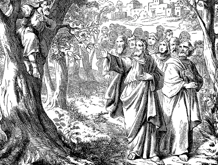 Framed Print : Jesus and the tax collector Zacchaeus on the mulberry tree