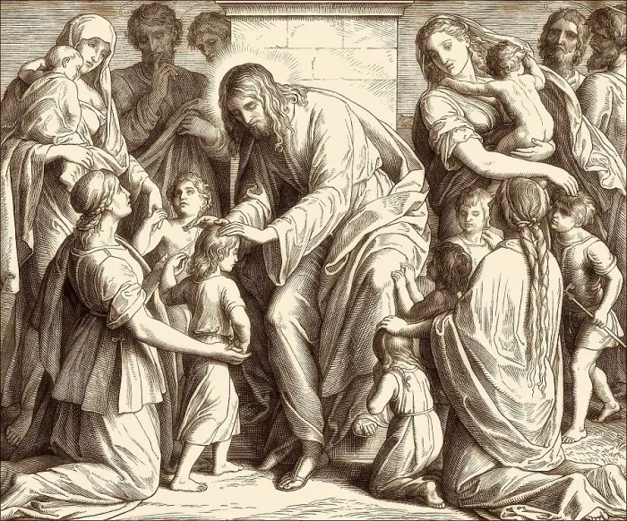 Framed Print : Jesus teachings referring to little children Framed Print : Jesus teachings referring to little children