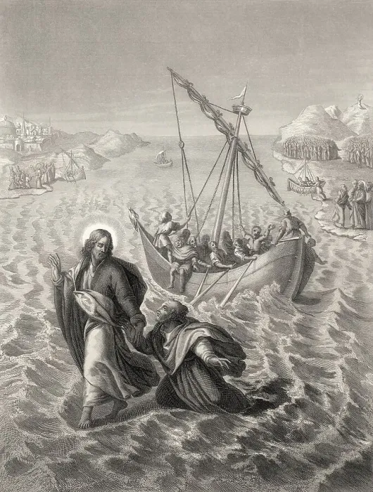 Framed Print : Jesus walking on the water, New Testament