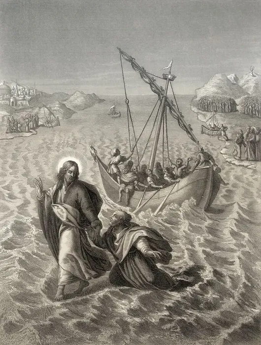 Framed Print : Jesus walking on the water, New Testament