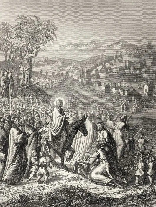 Framed Print : Jesus's triumphal entry into Jerusalem on Palm Sunday