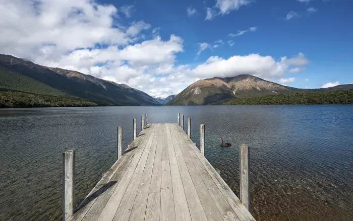 Framed Print : Jetty at Lake Rotoiti, Nelson Lakes National Park