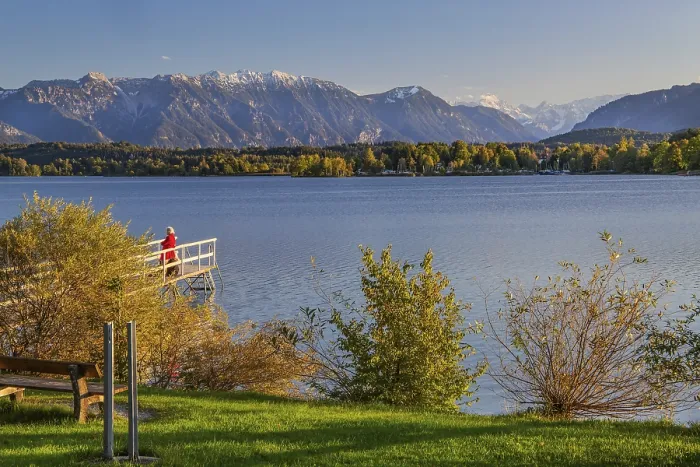 Framed Print : Jetty at Staffelsee with Ester Mountains in the evening sun
