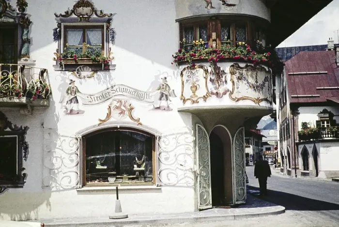 Framed Print : Jeweller's shop in the village of Seefeld, Tyrol, Austria, Europe 1960, Europe Framed Print : Jeweller's shop in the village of Seefeld, Tyrol, Austria, Europe 1960, Europe