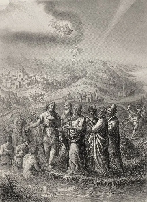 Framed Print : The Jews sent priests and Levites from Jerusalem to ask John the Baptist